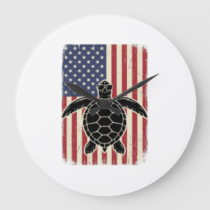 Reloj Redondo Grande Camiseta Patriótica de la Bandera Americana de Tor