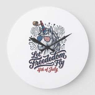 Reloj Redondo Grande Camiseta Patriótica Unicornio 4 de Julio Libertad 