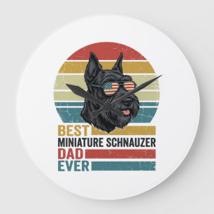 Reloj Redondo Grande Camiseta Patriótica Vintage de Papá Schnauzer Mini