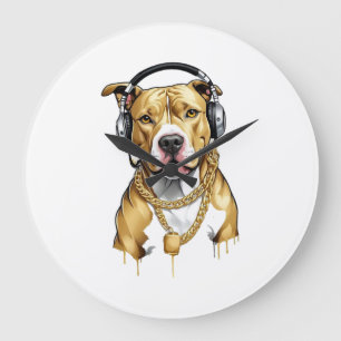 Reloj Redondo Grande Camiseta Pitbull estilo urbano