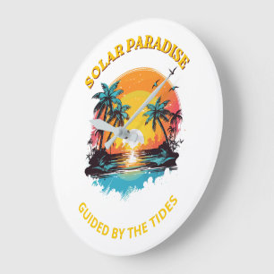 Reloj Redondo Grande Camiseta Retro Solar Paradise Guided by the Tides