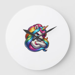 Reloj Redondo Grande Camiseta sin mangas de unicornio con crin de arcoí