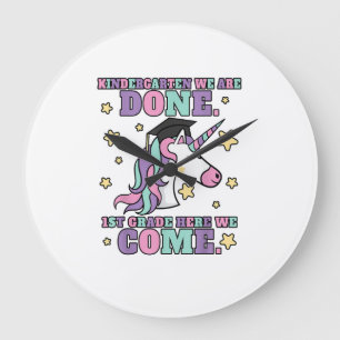 Reloj Redondo Grande Camiseta Unicornio Mágico Graduación Kinder Niña