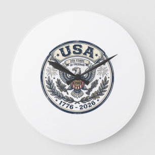 Reloj Redondo Grande Camiseta USA 250 años de libertad águila vintage i