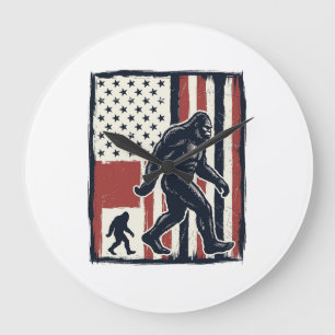 Reloj Redondo Grande Camiseta Vector Diseño Bandera Criatura Bosque Vin