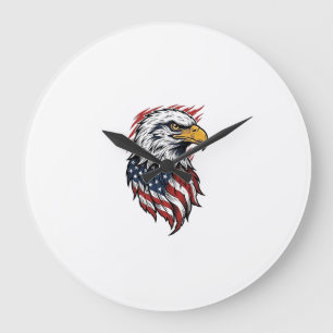 Reloj Redondo Grande Camiseta vectorial de águila patriótica vintage_1
