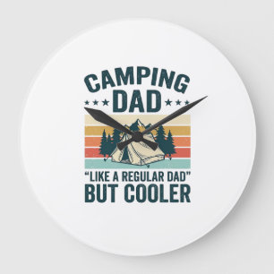 Reloj Redondo Grande Camiseta vectorial de camping para papá vintage re