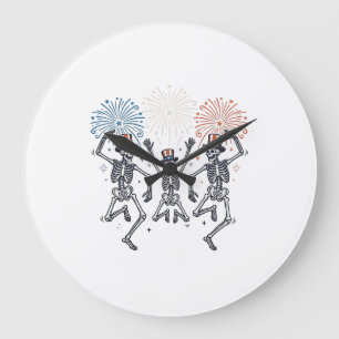 Reloj Redondo Grande Camiseta Vintage de Fuegos Artificiales de Esquele