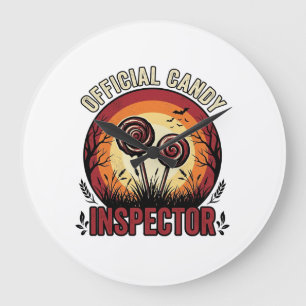 Reloj Redondo Grande Camiseta Vintage de Halloween del Inspector de Car