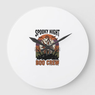 Reloj Redondo Grande Camiseta Vintage de Halloween Noche de Brujas Casa