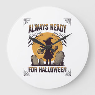 Reloj Redondo Grande Camiseta Vintage de Halloween para fans de la Temp