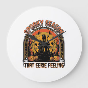 Reloj Redondo Grande Camiseta Vintage de Halloween Sentimiento de Tempo