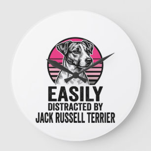 Reloj Redondo Grande Camiseta Vintage de Jack Russell Terrier Fácilment
