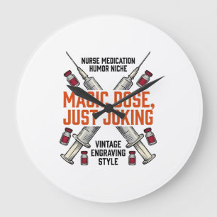 Reloj Redondo Grande Camiseta Vintage Dosis Bruja Humor Medicamento Enf