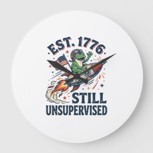 Reloj Redondo Grande Camiseta Vintage Frog Rocket Est 1776 Sin Supervis
