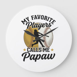 Reloj Redondo Grande Camiseta Vintage Jugadores Favoritos Papaw Béisbol