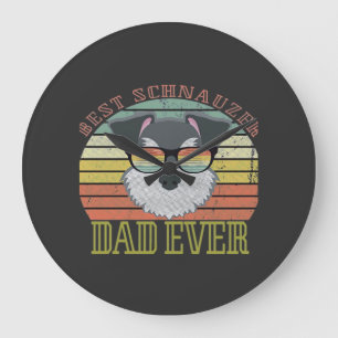 Reloj Redondo Grande Camiseta Vintage Mejor Schnauzer Papá de todos los