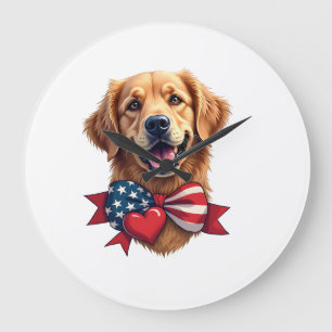 Reloj Redondo Grande Camiseta Vintage para Amante de Golden Retriever P