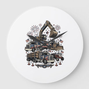 Reloj Redondo Grande Camiseta vintage vehículos de construcción patriót