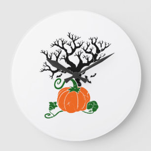 Reloj Redondo Grande Camisetas de otoño del árbol de Halloween Sudadera