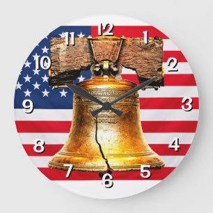 Reloj Redondo Grande Campana de la Libertad sobre bandera
