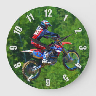Reloj Redondo Grande Campeón de Motocross Dirt Bike