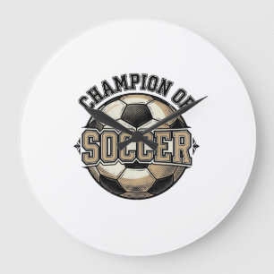 Reloj Redondo Grande Campeón Vintage de Diseño de Camiseta de Fútbol_1