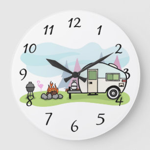 Reloj Redondo Grande Camper Trailer feliz
