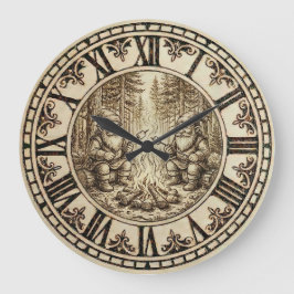 Reloj Redondo Grande Campfire Gnomes Wall Clock 