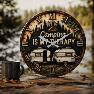 Reloj Redondo Grande Camping Is My Therapy Vintage Camper Gift