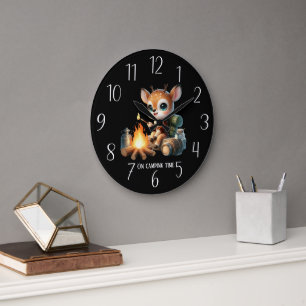 Reloj Redondo Grande Camping lindo tiempo agregar texto ciervo