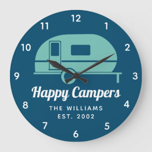 Reloj Redondo Grande Camping Verde azulado de la Marina de Campers Feli