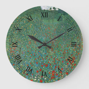 Reloj Redondo Grande Campo de amapolas de Gustav Klimt, Arte Nouveau vi