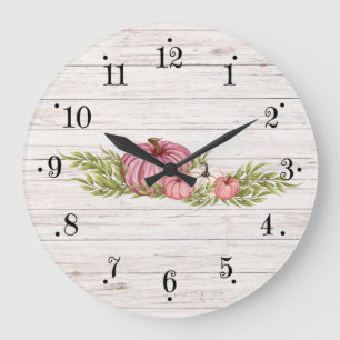 Reloj Redondo Grande Campo de cultivo Blanco Wash Wood Wall Clock