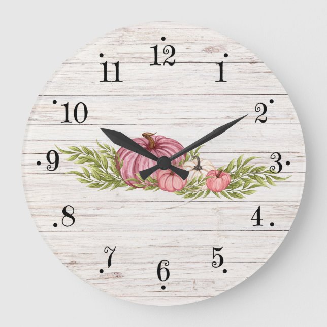 Reloj Redondo Grande Campo de cultivo Blanco Wash Wood Wall Clock (Anverso)