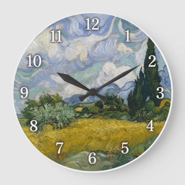 Reloj Redondo Grande Campo de trigo con cipreses (Anverso)