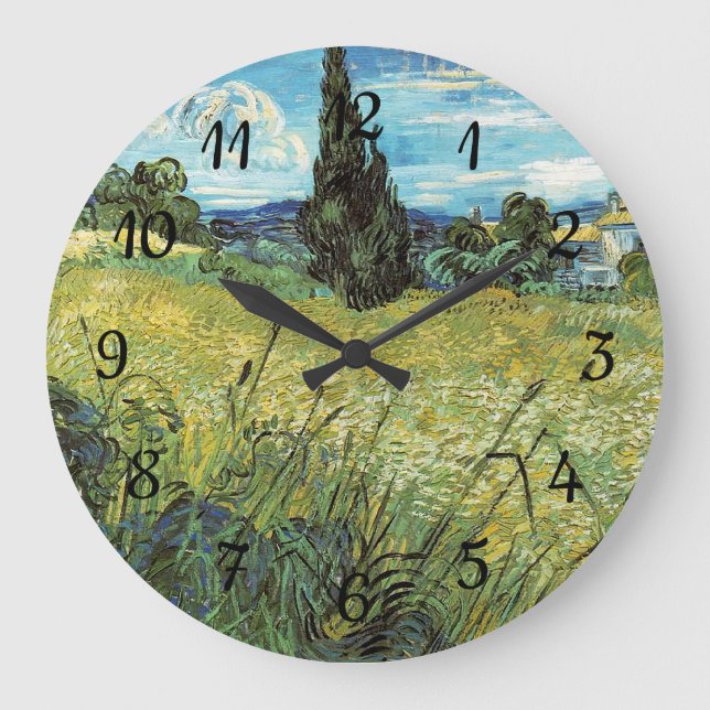 Reloj Redondo Grande Campo de Trigo Verde Vincent van Gogh (Anverso)