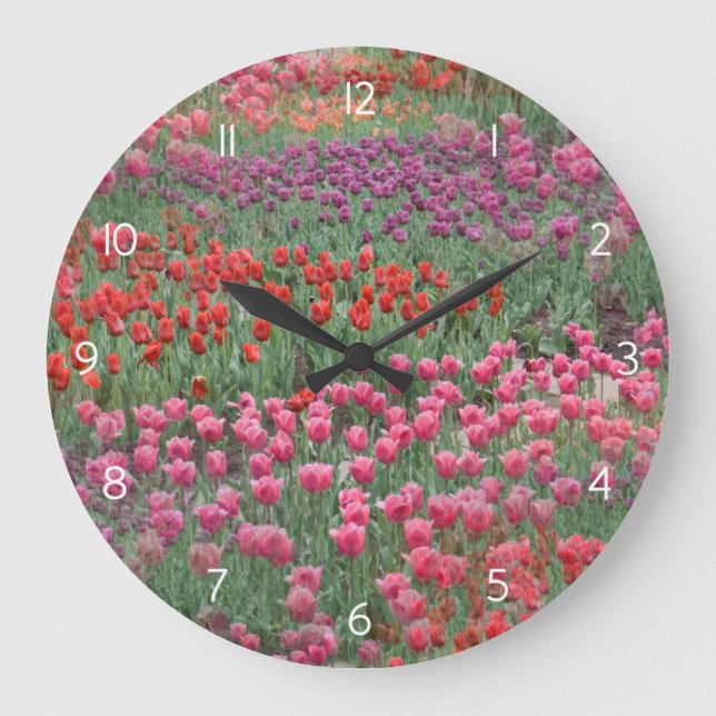 Reloj Redondo Grande Campo De Tulipanes (Anverso)