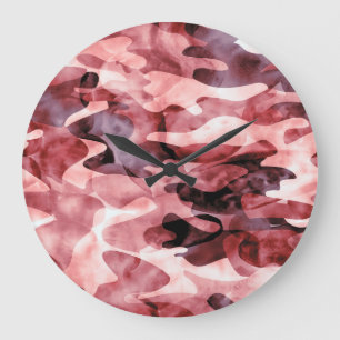 Reloj Redondo Grande Camuflaje de acuarela abstracta: tintineo.