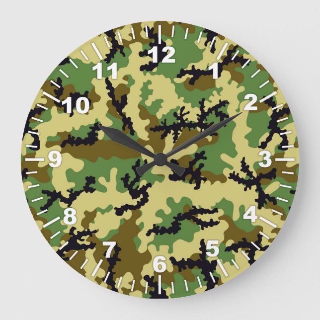 Reloj Redondo Grande Camuflaje de Woodland (Anverso)