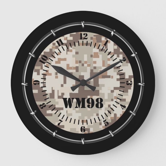 Reloj Redondo Grande Camuflaje personalizado sobre el desierto de Beige (Anverso)