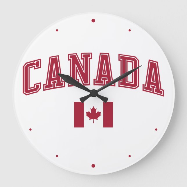 Reloj Redondo Grande Canadá + Bandera (Anverso)