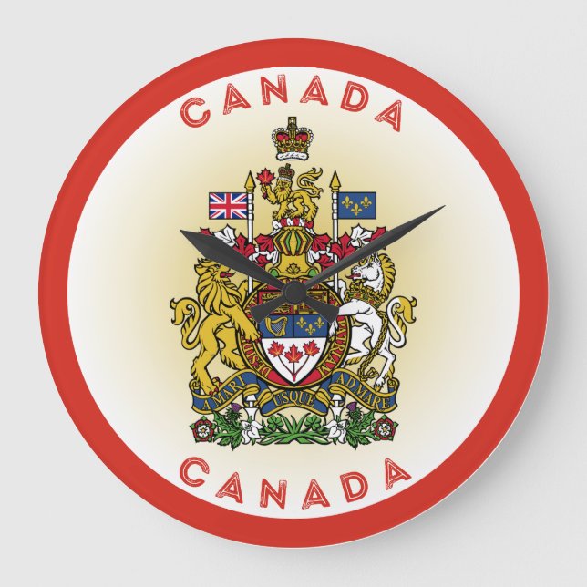 Reloj Redondo Grande Canada Coat of Arms Circle Shape (Anverso)