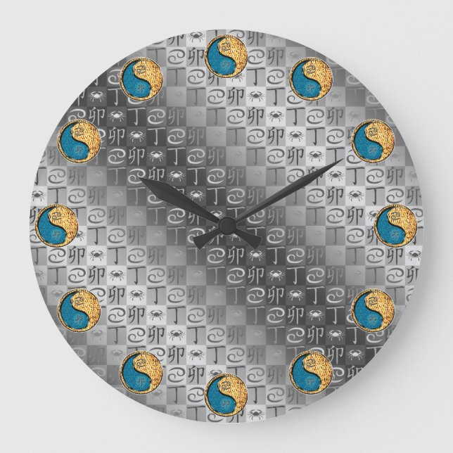 Reloj Redondo Grande Cáncer & Conejo de Fuego (Anverso)
