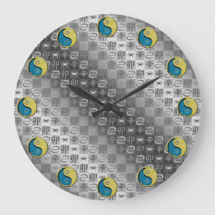 Reloj Redondo Grande Cáncer y Conejo de Metal