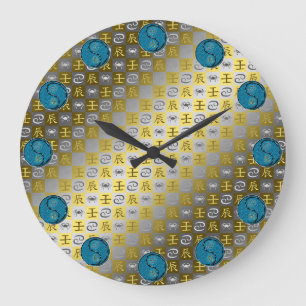 Reloj Redondo Grande Cáncer y Dragón de Agua