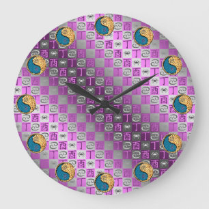 Reloj Redondo Grande Cáncer y Gallo de Fuego