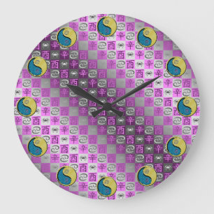 Reloj Redondo Grande Cáncer y Gallo de Metal
