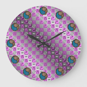 Reloj Redondo Grande Cáncer y Gallo de Tierra