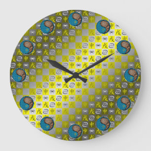 Reloj Redondo Grande Cáncer y Mono de Tierra